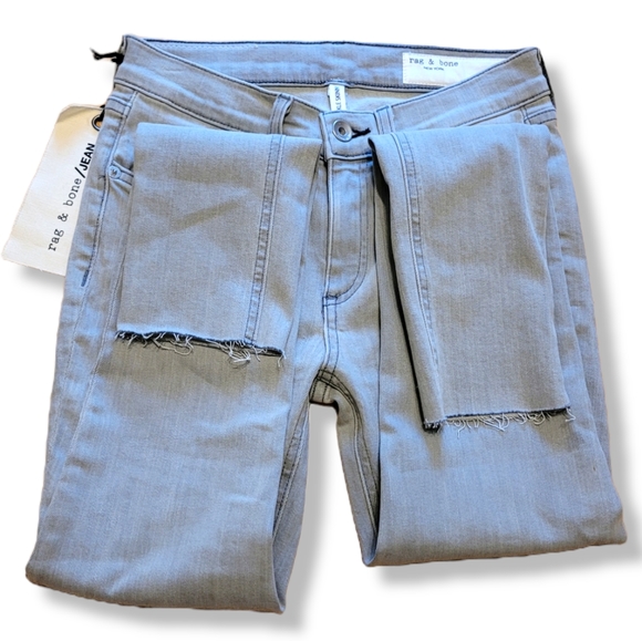 Rag & Bone Denim Burmese Gray Ankle Skinny Jean Raw Hem Sz 25 - Picture 10 of 10